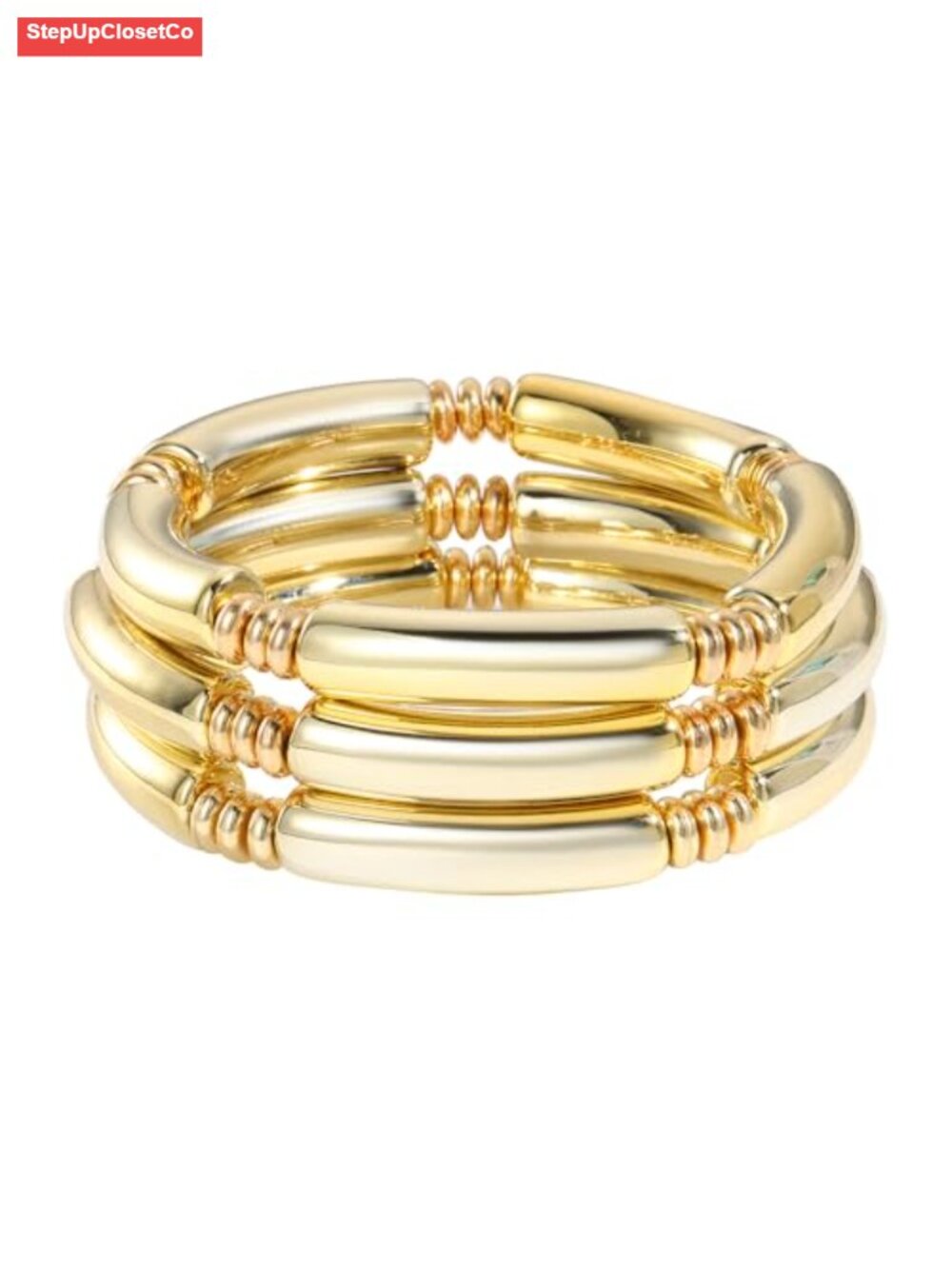 Chunky Gold Bangles Bracelets for Women - 14K Gold Plated